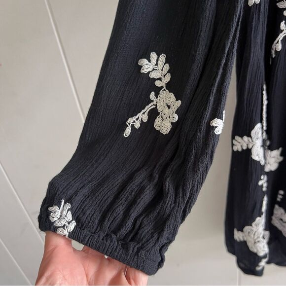 Free People Emma Bohemian Long Sleeve Tunic Dress in Black Combo - Picture 13 of 16